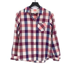 BROADWAY & BROOME Casual Long Sleeve Button Up Shirt Pink Purple Blue S